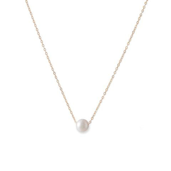 14 Karat Gold Necklace with Cultured Freshwater Floating Pearl
