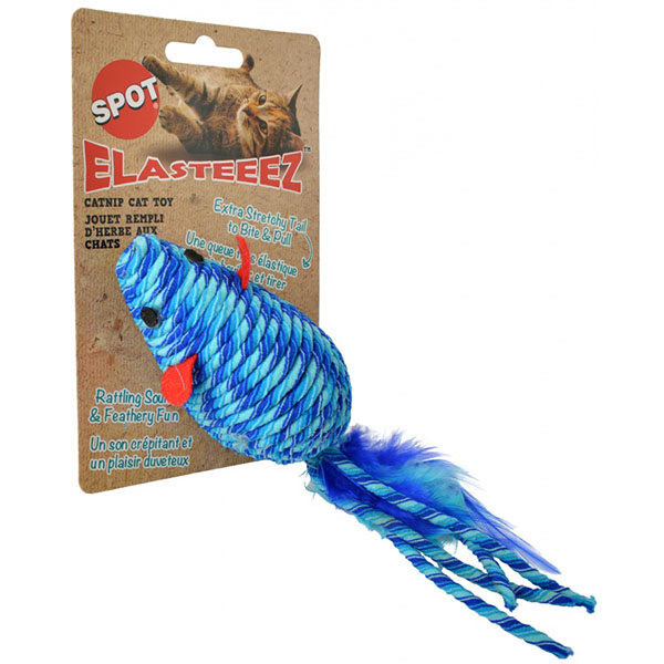 Spot Elasteeez Feather Mouse Cat Toy - Assorted Colors - 1 Count - 5 Pieces