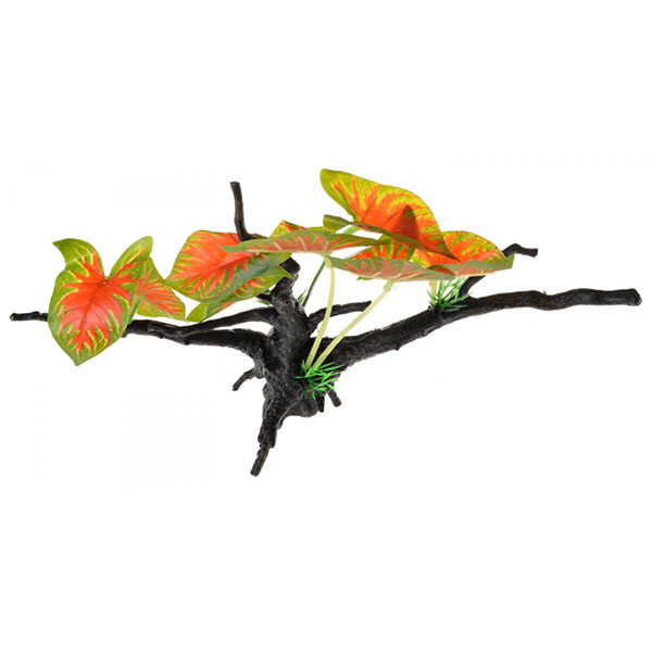 Penn Plax Driftwood Plant - Green and Red - Wide - 1 Count - 2 Pieces