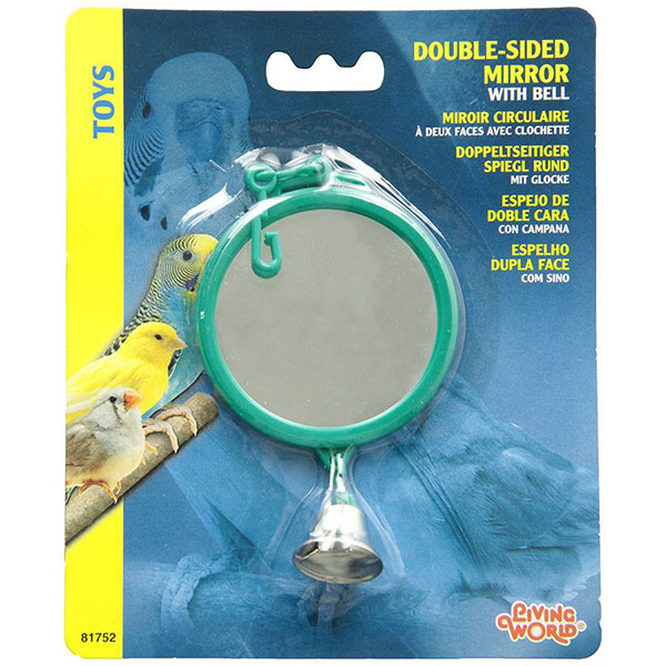 Living World Double Sided Mirror with Bell Bird Toy - 1 Pack - Assorted Colors - 5 Pieces