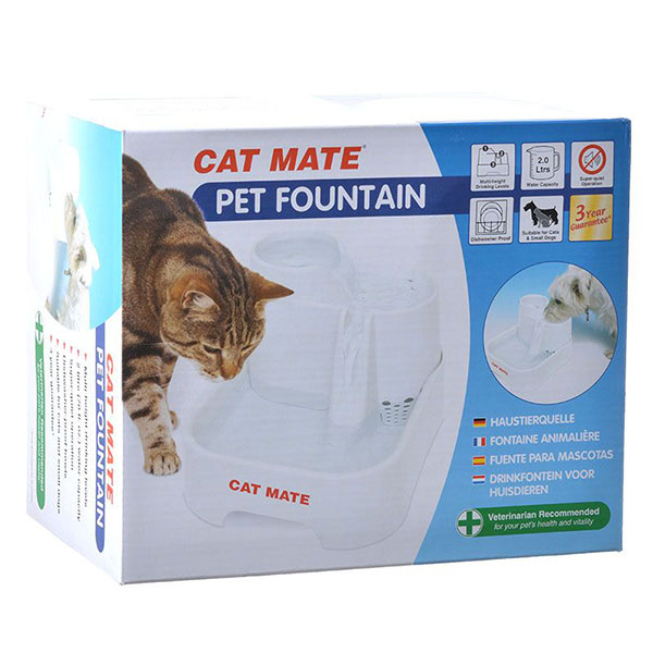 Cat Mate Pet Fountain - White - 10.5 in. L x 6.8 in. W x 8.8 in. H - 70 Ounces