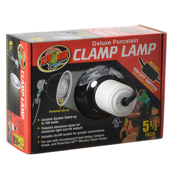 Zoo Med Delux Porcelain Clamp Lamp - Black - 100 Watts - 5.5 in. Diameter