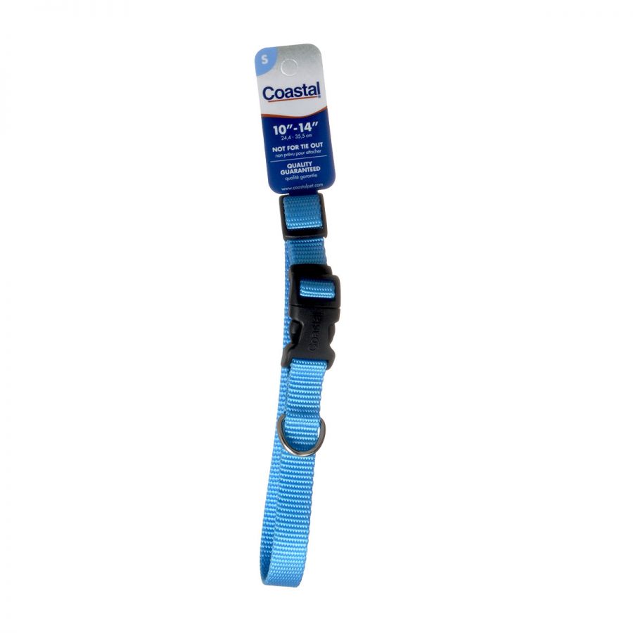 Tuff Collar Nylon Adjustable Collar - Blue Lagoon - 10 - 14 Long x 5 8 Wide