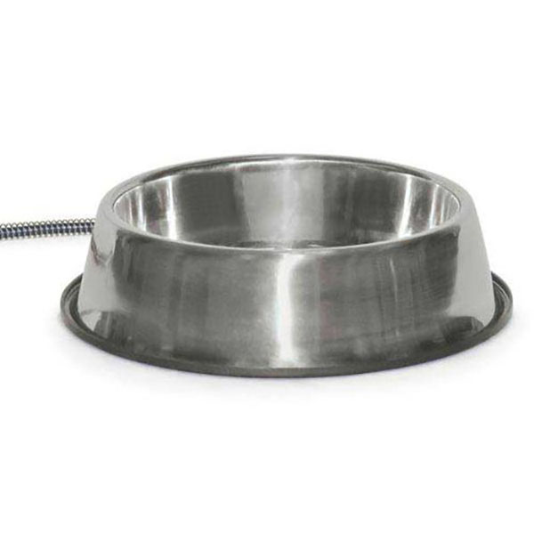 K&H Pet Products Stainless Steel Heated Water Bowl - 102 oz - 25 Watts - 5.5 in. Cord