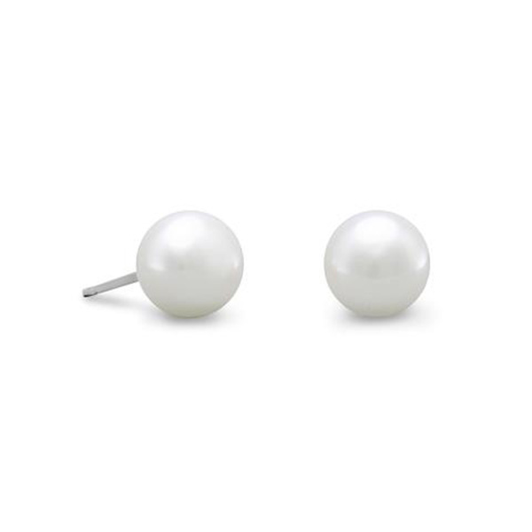 White Cultured Freshwater Pearl Post Earrings