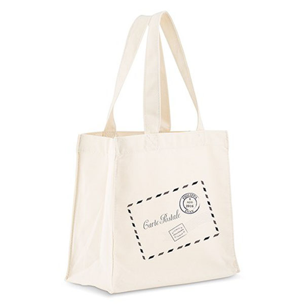 Personalized White Cotton Canvas Tote Bag - French Post Card