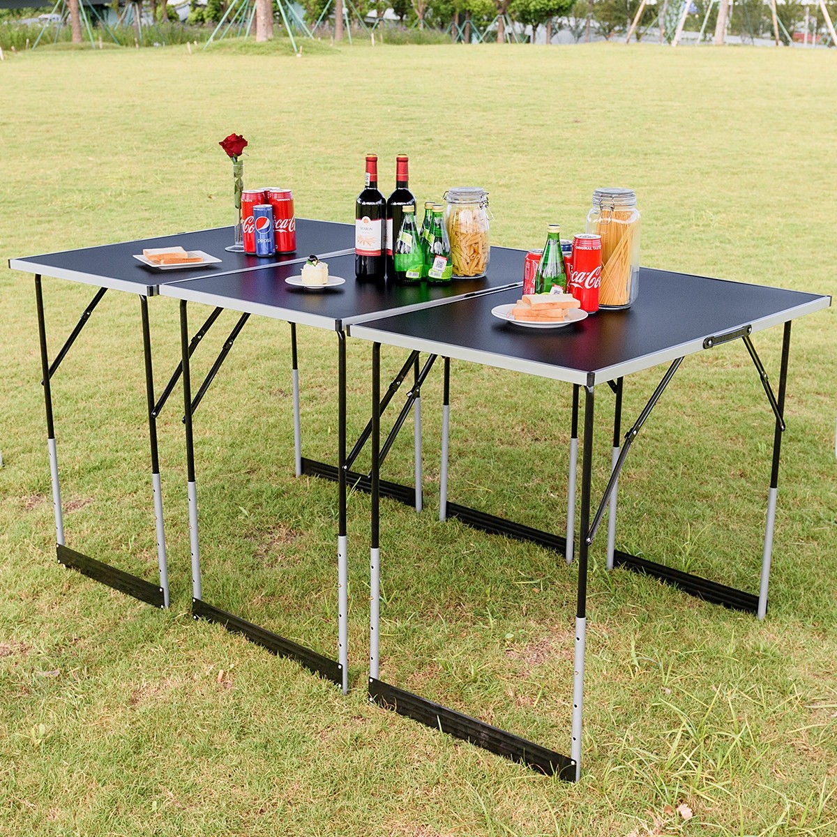 3 Pcs Folding Height Adjustable Camping Picnic Table Set