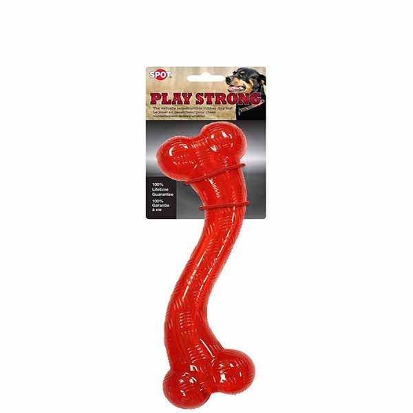 Spot Play Strong Rubber Stick Dog Toy - Red - 12 in. Long