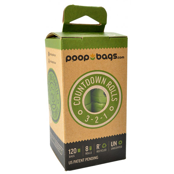 Poop Bags Countdown Rolls - Unscented - 120 Bags - 8 Rolls