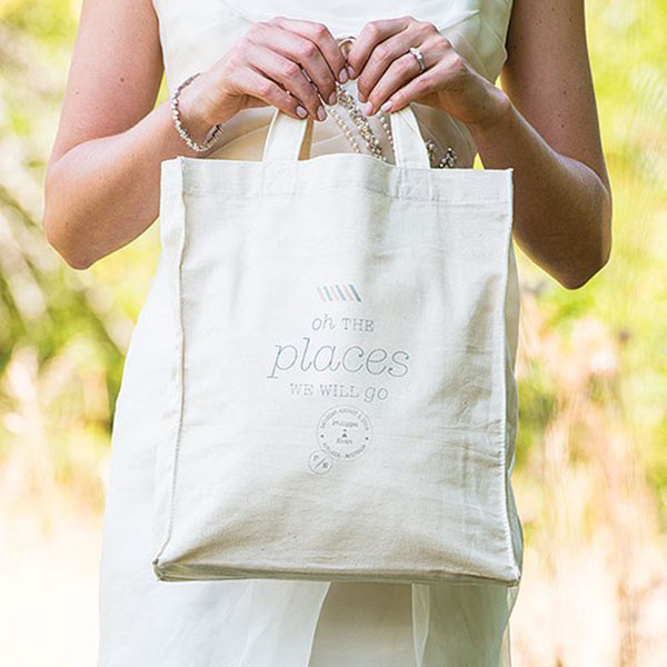 Personalized White Cotton Canvas Tote Bag - Wanderlust Oh The Places We Will Go