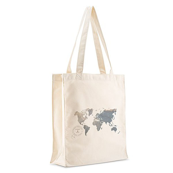 Personalized White Cotton Canvas Tote Bag - The Adventure Begins Map