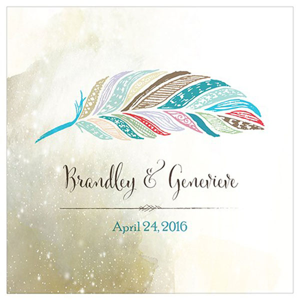 Feather Whimsy Personalized Clear Acrylic Block Cake Topper