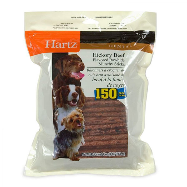 Hartz Rawhide Hickory Munchy Sticks - Hickory Beef Flavored - 150 Pack - 2 Pieces