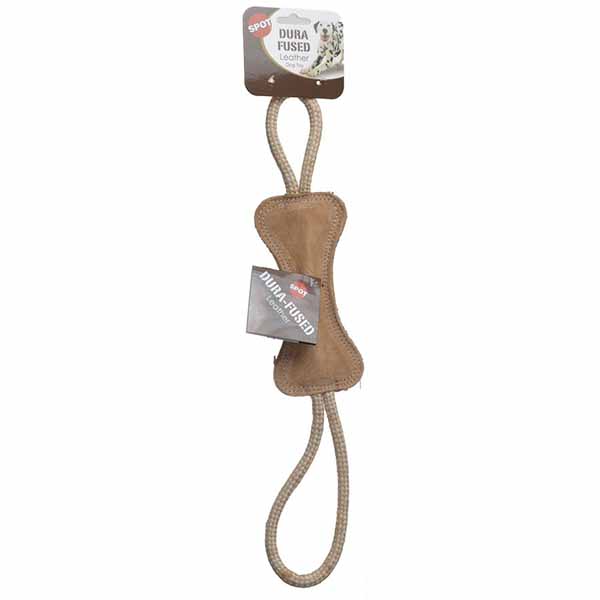 Spot Dura-Fused Leather Bone Tug Dog Toy - 18 in. Long - 2 Pieces