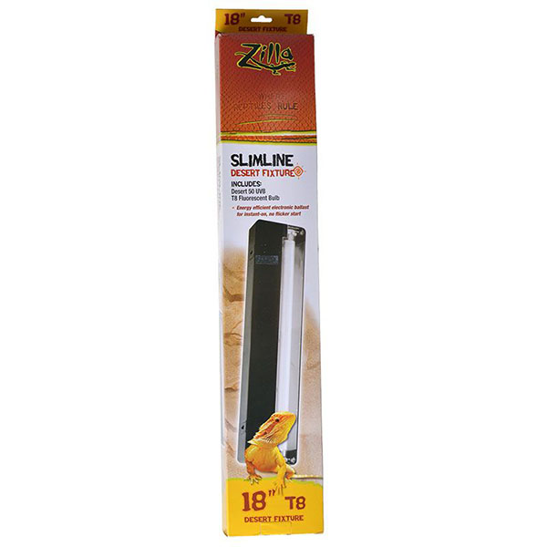 Zilla Slimline Desert Reptile Fixture - 18 in. T 8 UV Lamp