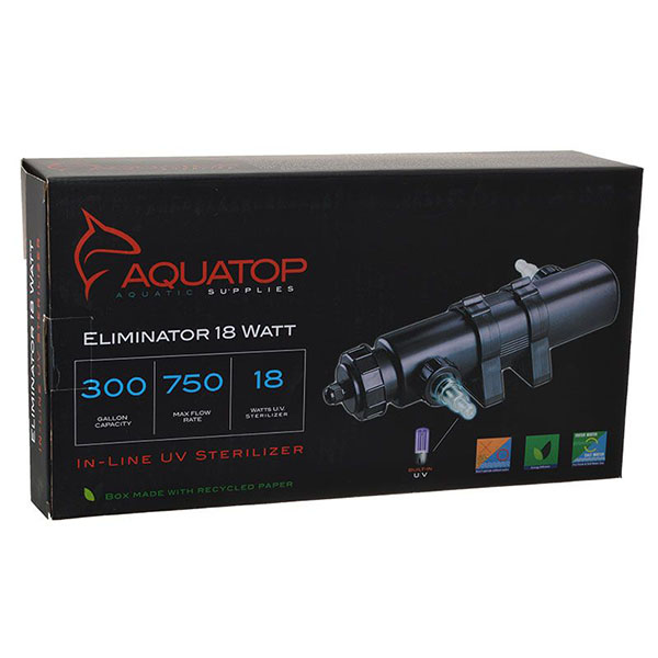 Aqua-top Eliminator In-Line UV Sterilizer - 18 Watts - 750 GP H - 14.25 in. L x 3.25 in. W