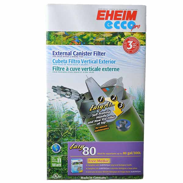 Eheim Eco Pro Easy External Canister Filter - 198 G P H - Tanks up to 80 Gallons - 8 in. W x 16.3 in. H