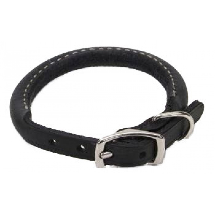 Circle T Pet Leather Round Collar - Black - 10 Neck