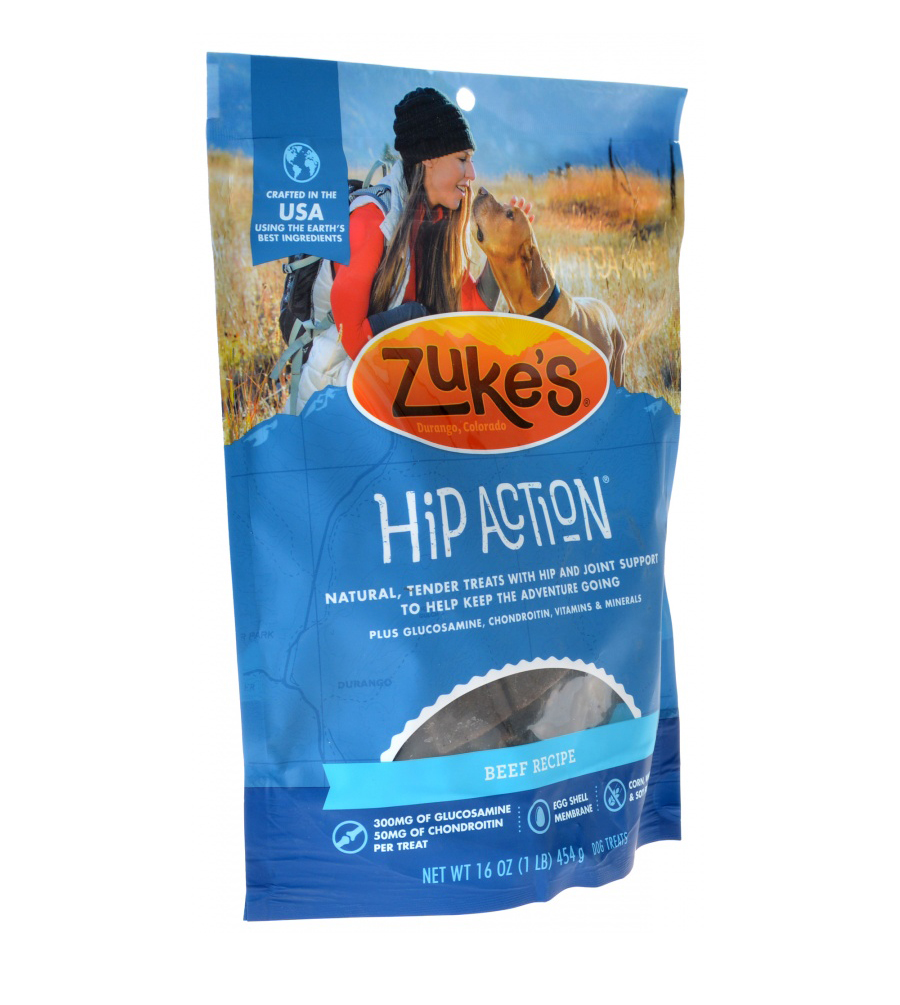 Zukes Hip Action Hip and Joint Supplement Dog Treat - Roasted Beef Recipe - 1 lb