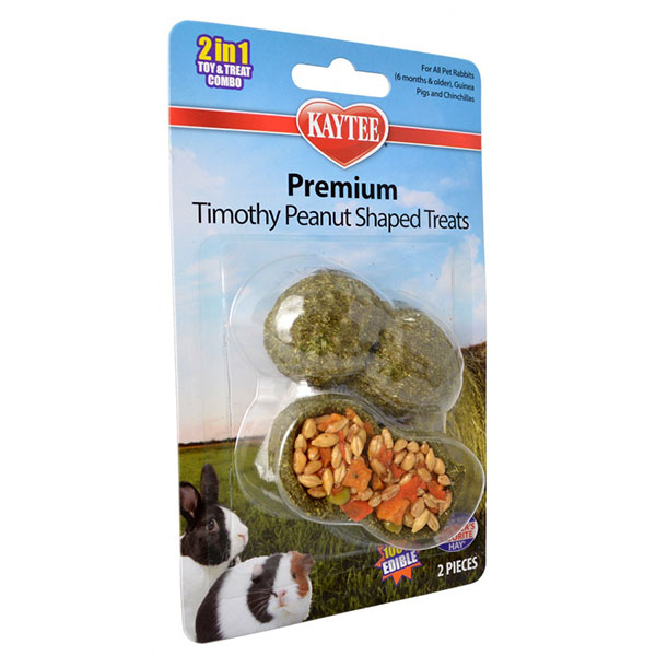Kaytee Premium Timothy Peanut Shaped Treats - 2 Count - 4 Pieces
