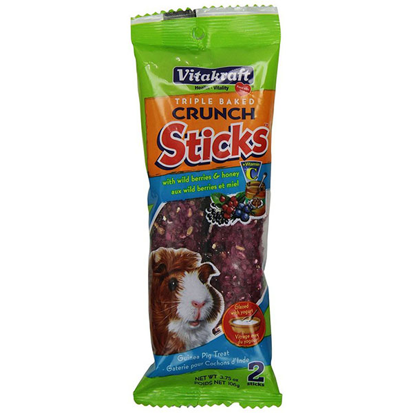 Vitakraft Triple Baked Crunch Sticks Treat for Guinea Pigs - Berry and Yogurt Flavor - 2 Pack - 2 Pieces