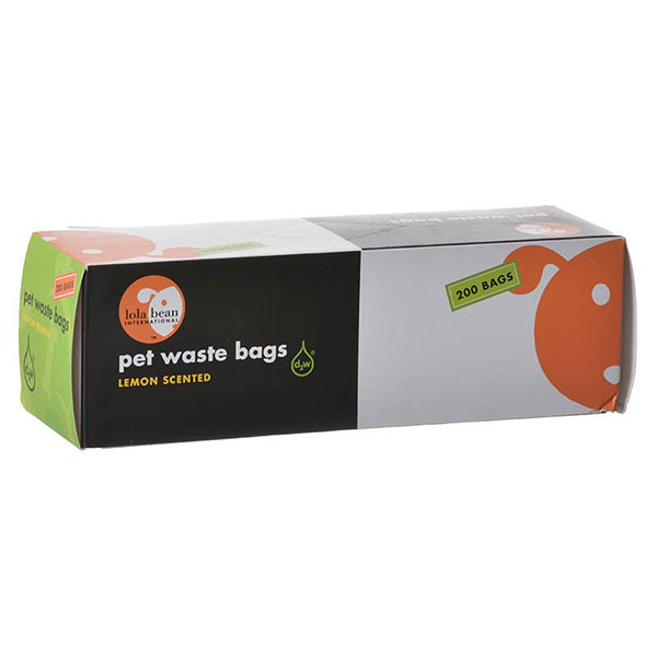 Lola Bean Pet Waste Bags - Lemon Scent - 200 Bags - 13 in. Long x 8 in. Wide