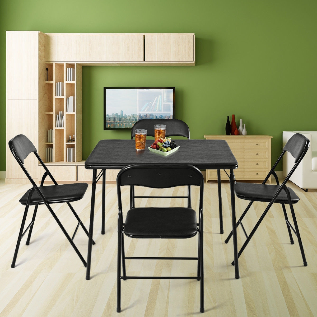 5 Piece Multi-Purpose Folding Dining KitchenTable Chair Set