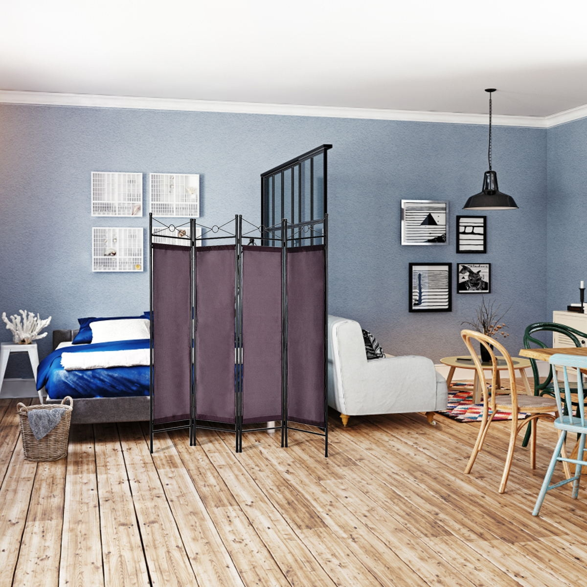 4 Panels Metal Frame Room Private Folding Screen