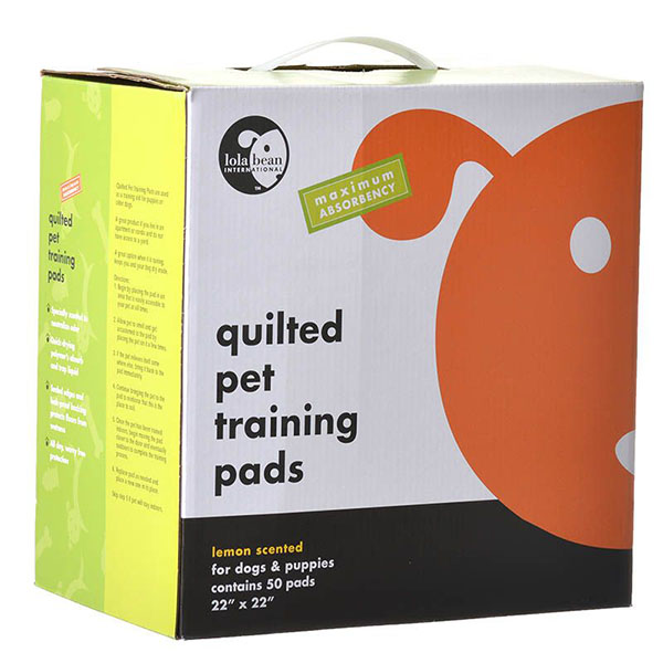Lola Bean Quilted Pet Training Pads - Lemon Scent - 22 in. Long x 22 in. Wide - 50 Pack