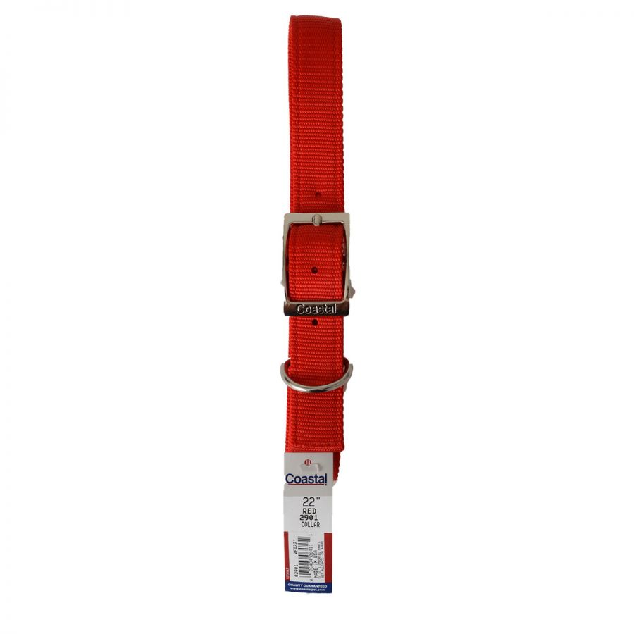 Coastal Pet Double Nylon Collar - Red - 22 Long x 1 Wide