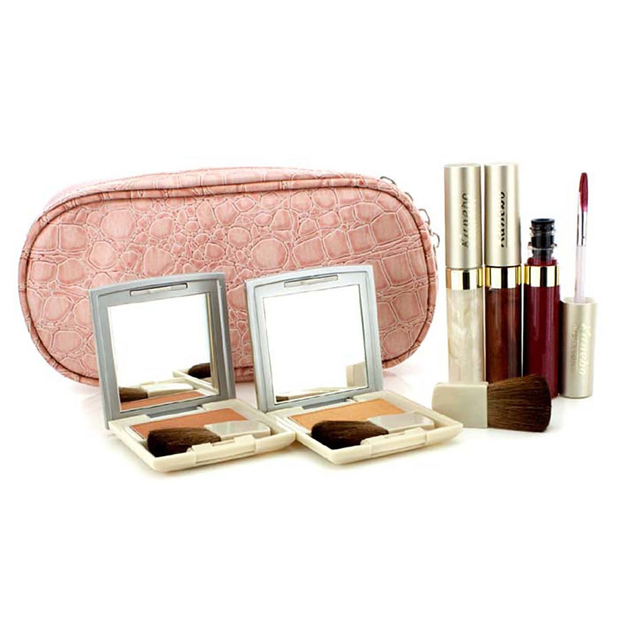 Cheek And Lip Makeup Set With Pink Cosmetic Bag 2xcheek Color 3xmode Gloss 1xbrush 1xcosmetic Bag 6pcs 1bag