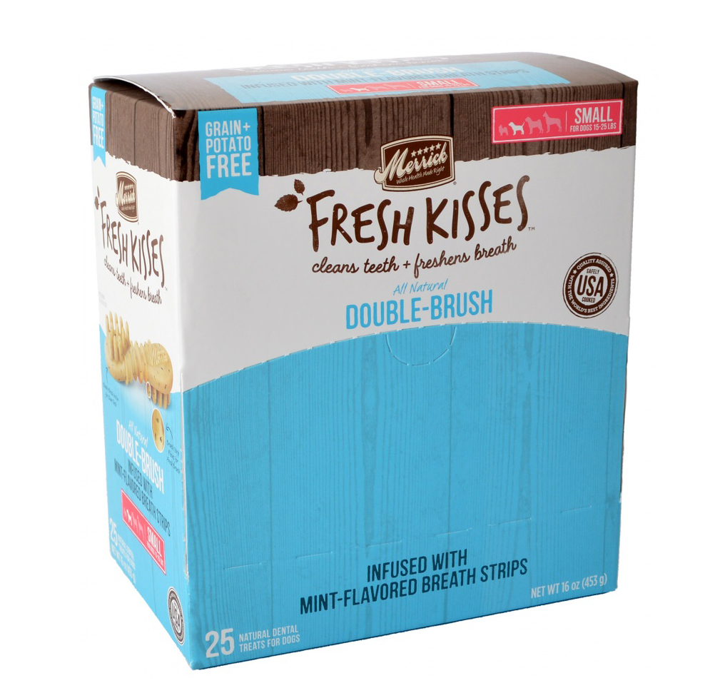 Merrick Fresh Kisses Mint Double - Brush Dental Treats - Small - 25 Count