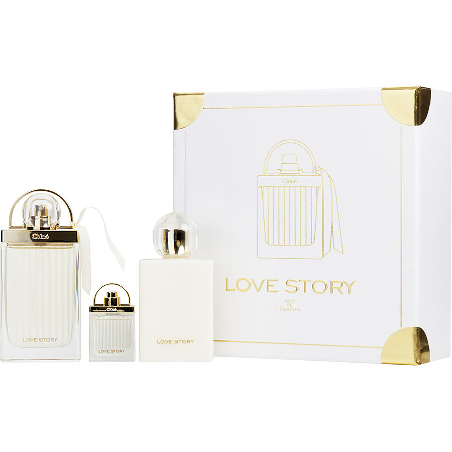 Chloe Love Story - Eau De Parfum Spray 2.5 oz And Body Lotion 3.4 oz And Eau De Parfum 0.25 oz Mini