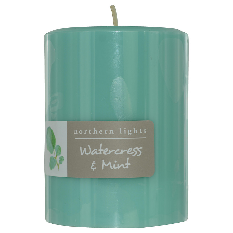 Watercress And Mint - One Pillar Candle 3x4 Inch Burns 80 Hours