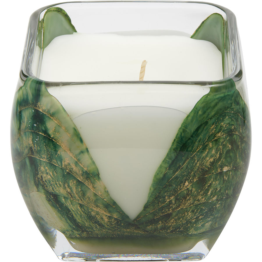 Wreath Green Cascade Candle - The Inside Of This Glass Candle