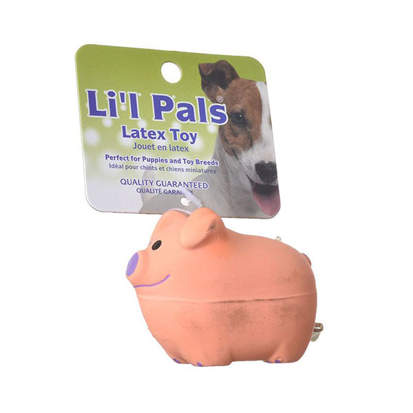 Lil Pals Latex Pig Dog Toy - 3 in. Long - 5 Pieces