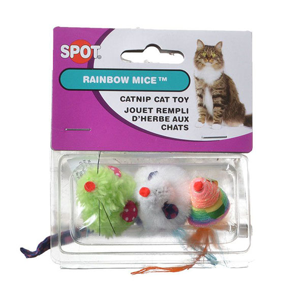 Spot Spotnips Rainbow Mice Cat Toys - Assorted - 3 Pack - 4 Pieces