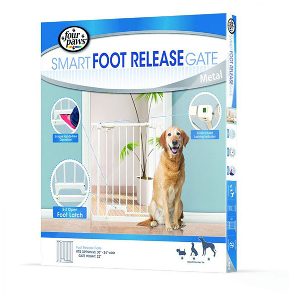 Four Paws Smart Foot Release Gate - Metal - 30 in. - 34 in. Wide x 32 in. High