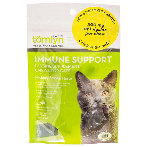 Tomlin Immune Support L-Lysine Chews for Cats - 30 Chews - 500 mg L-Lysine per Chew
