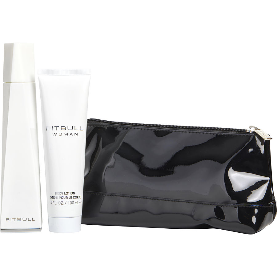 Pitbull Woman - Eau De Parfum Spray 3.4 oz And Body Lotion 3.4 oz And Cosmetic Case