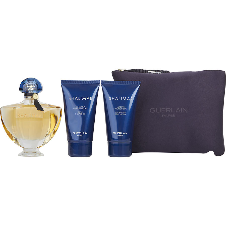 Shalimar - Eau De Toilette Spray 3 oz And Body Lotion 2.5 oz And Shower Gel 2.5 oz And Cosmetic Bag