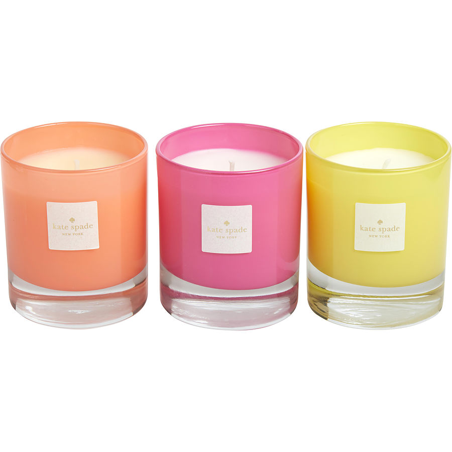 Kate Spade Live Colorfully - Candle Trio With Lemon Blossom And Gardenia And Amber And All Are 3.8 oz