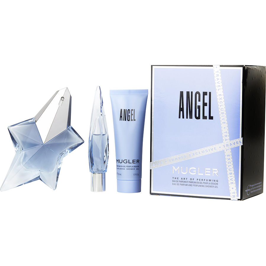 Angel - Eau De Parfum Spray Refillable 1.7 oz And Shower Gel 1.7 oz And Eau De Parfum Purse Spray 0.33 oz Mini Travel Offer