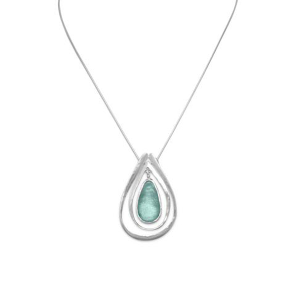 18 in. Necklace with Ancient Roman Glass and Cut Out Design Pendant