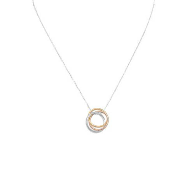 16 in. Necklace with Tri Tone Rings