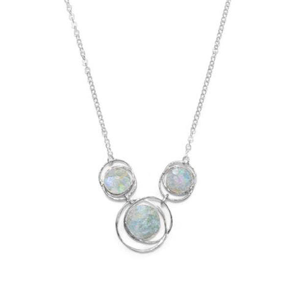 17 in. Abstract Circle Roman Glass Necklace