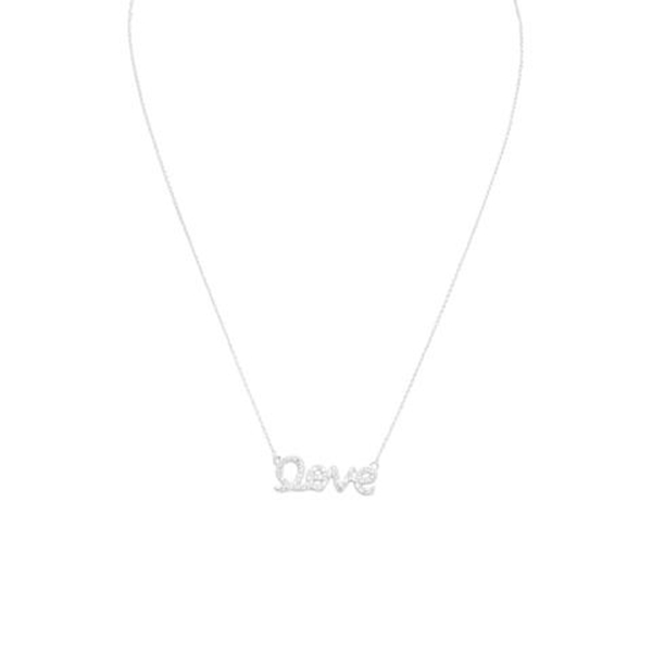 16 in. CZ love Necklace