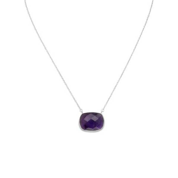 16 in. + 2 in. Faceted Oval Amethyst Necklace