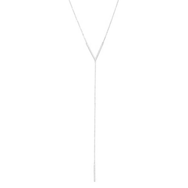  Rhodium Plated Signity CZ V Drop Necklace