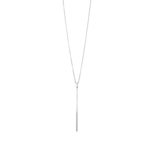 Rhodium Plated Bar Drop Necklace